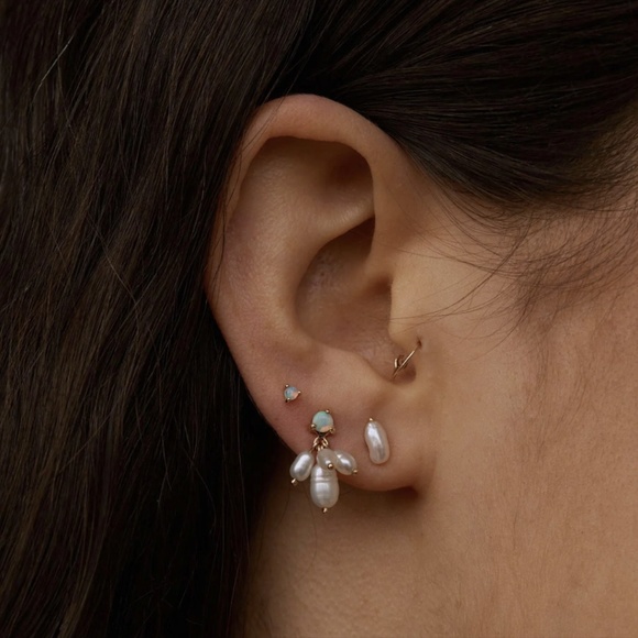 WWAKE cloudburst earrings pair opal freshwater pearl 14k gold catbird lagarconne - Picture 4 of 10